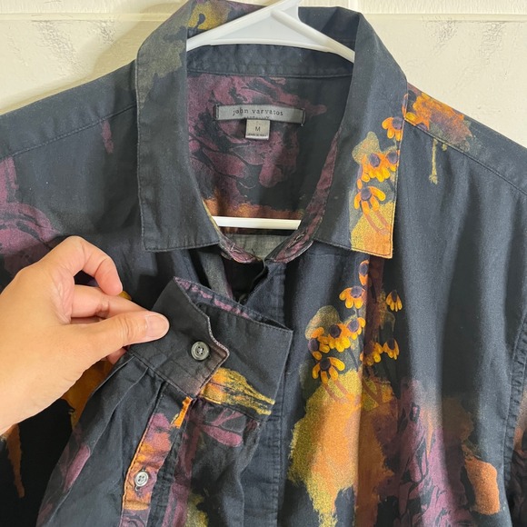 $228 John Varvatos Rodney Long Sleeve Buttondown Cotton Floral Shirt size M NWT - Picture 8 of 12